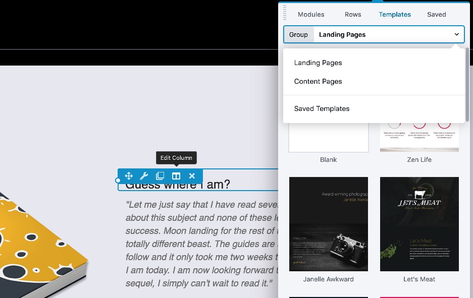 landing page with beaver builder