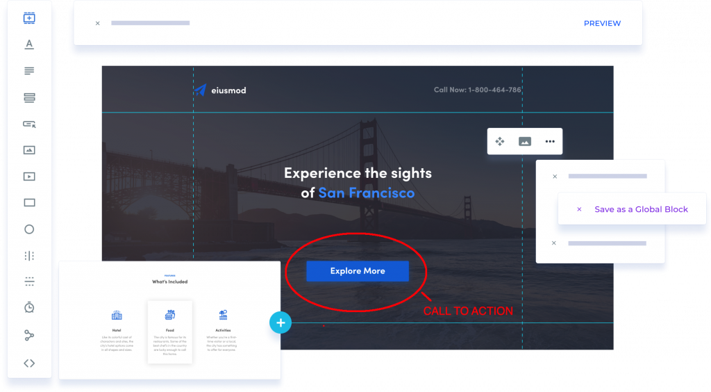 call to action on a landing page