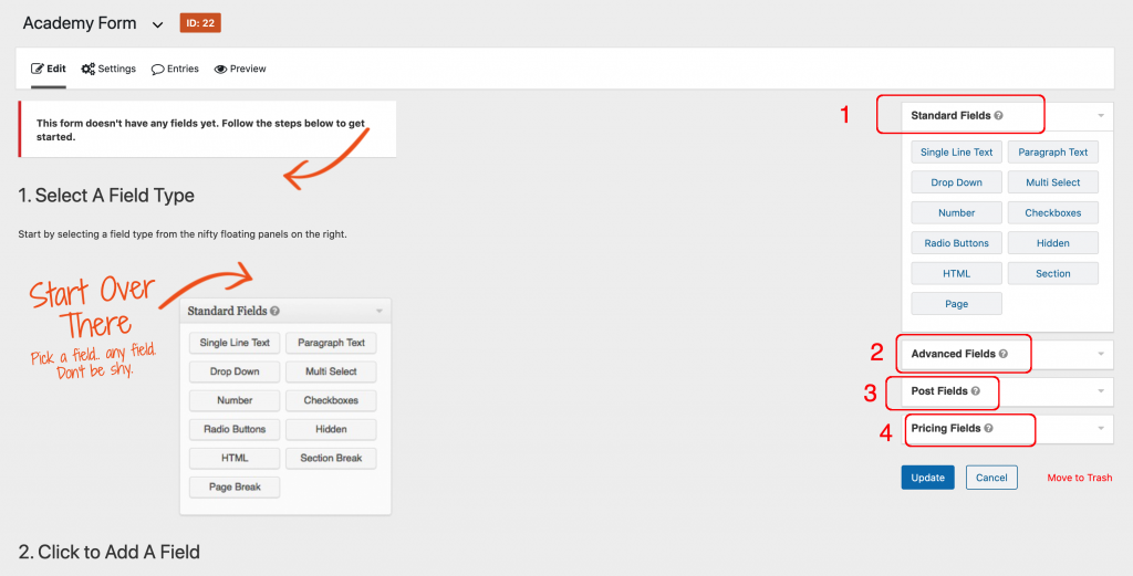 gravity forms main page