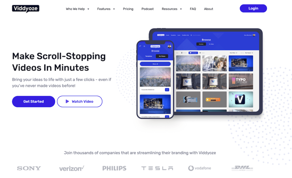Viddyoze homepage