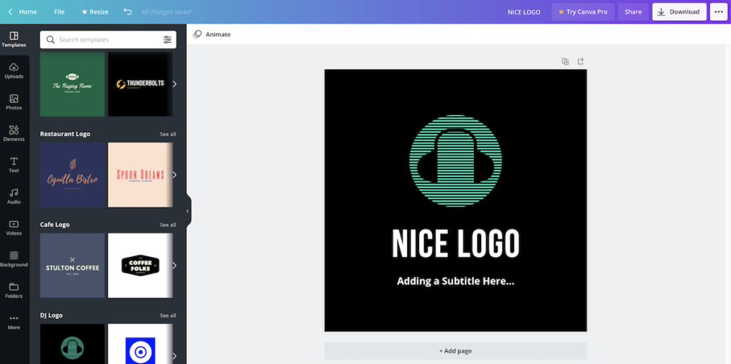 canva logo creation example