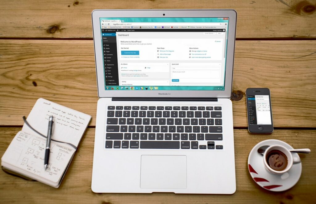 in this picture, the WordPress dashboard to write blog posts