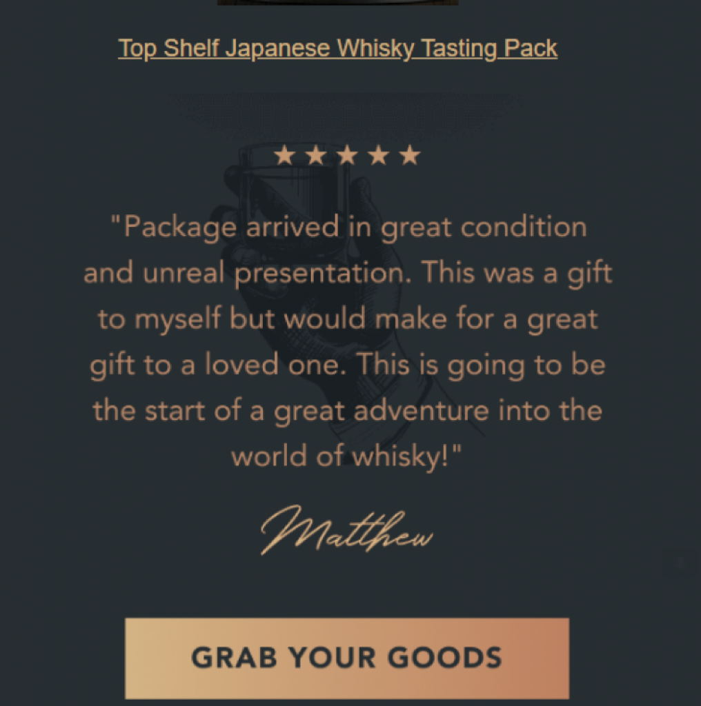 whisky loot email message