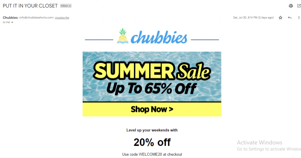 An example from Chubbies
