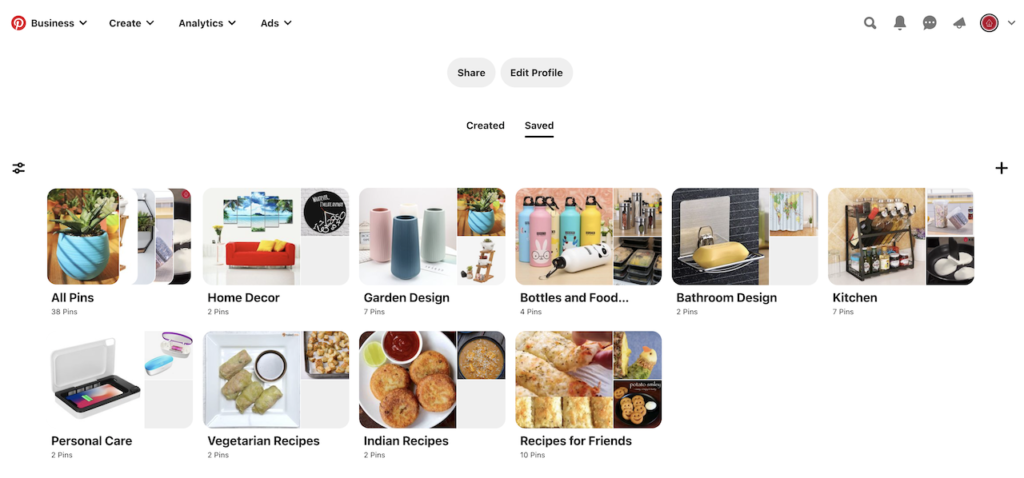 example of pinterest boards