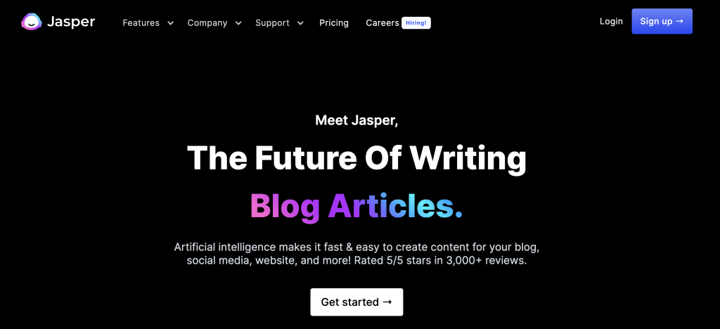 jasper ai homepage