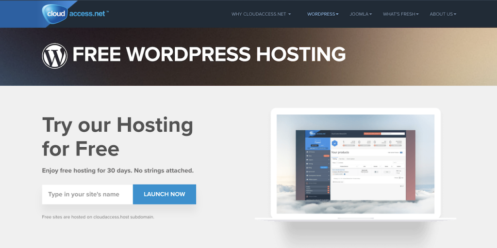 free wordpress hosting with cloud access