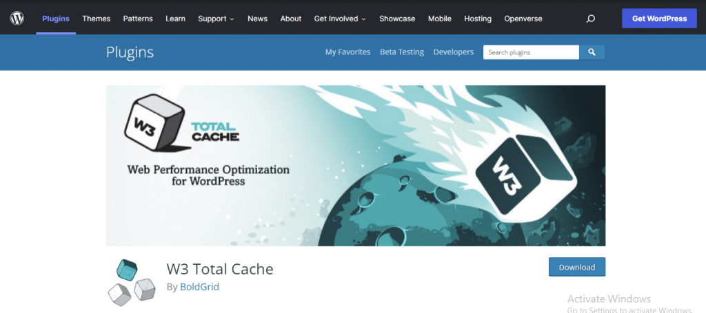 wp total cache speed optimization plugin - homepage