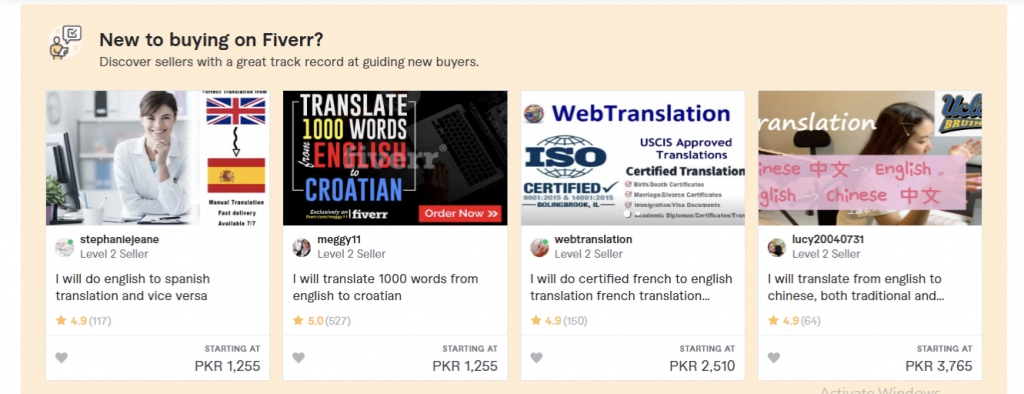 Translation services is a great opportunity available to start on Fiverr