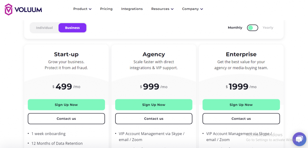 voluum business pricing plans