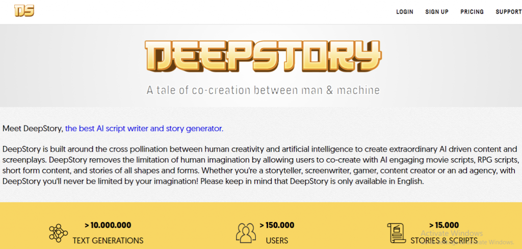 deepstory ai writing generator