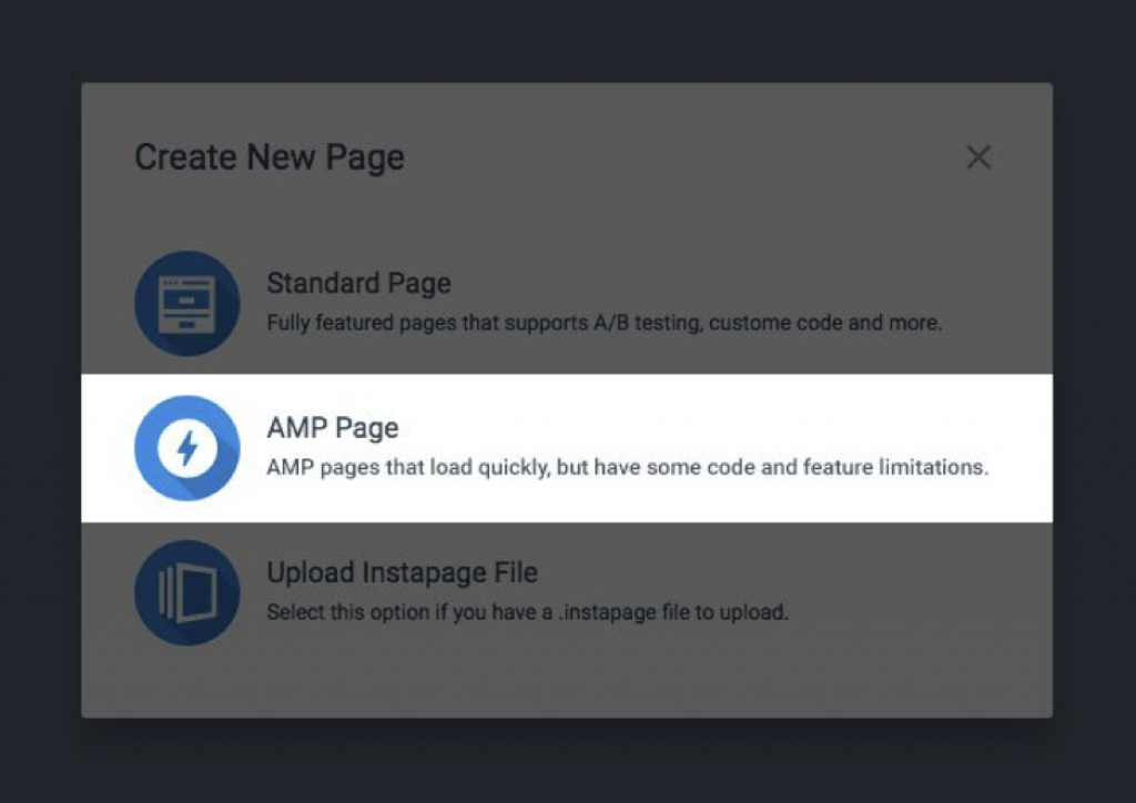 how to create an AMP landing page with Instapage