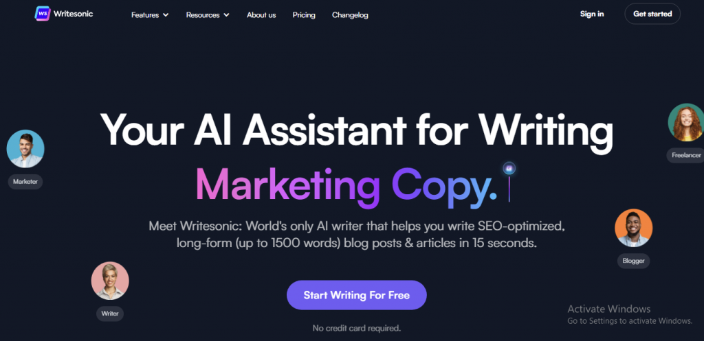 writesonic ai assistant for writing